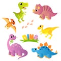 Set of cartoon dinosaurs. Dino